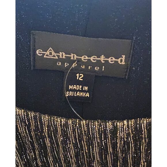 NWT Connected Apparel Cocktail Dress – Black & Silver Metallic Overlay Size 12 - Picture 4 of 7